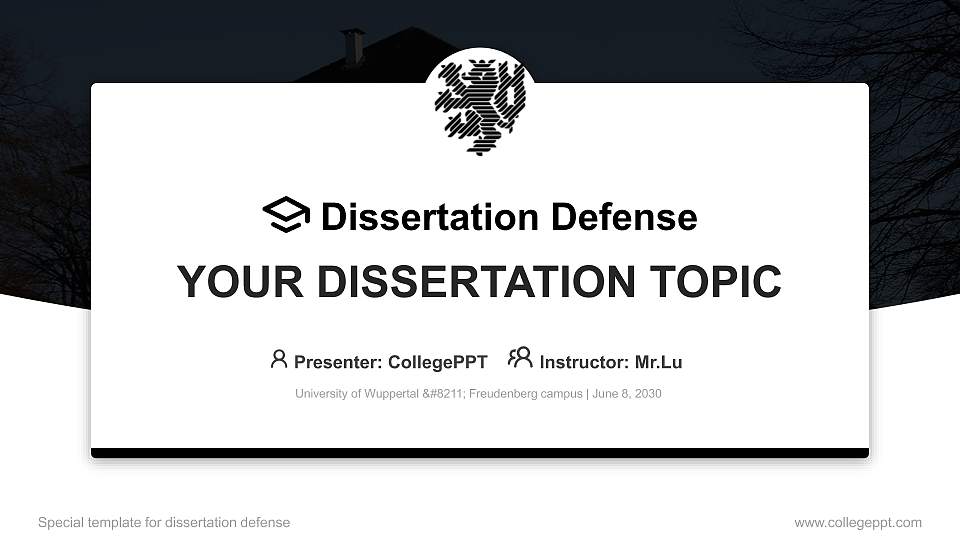 University of Wuppertal – Freudenberg campus Graduation Thesis Defense PPT Template16:9 ratio PPT effect preview image