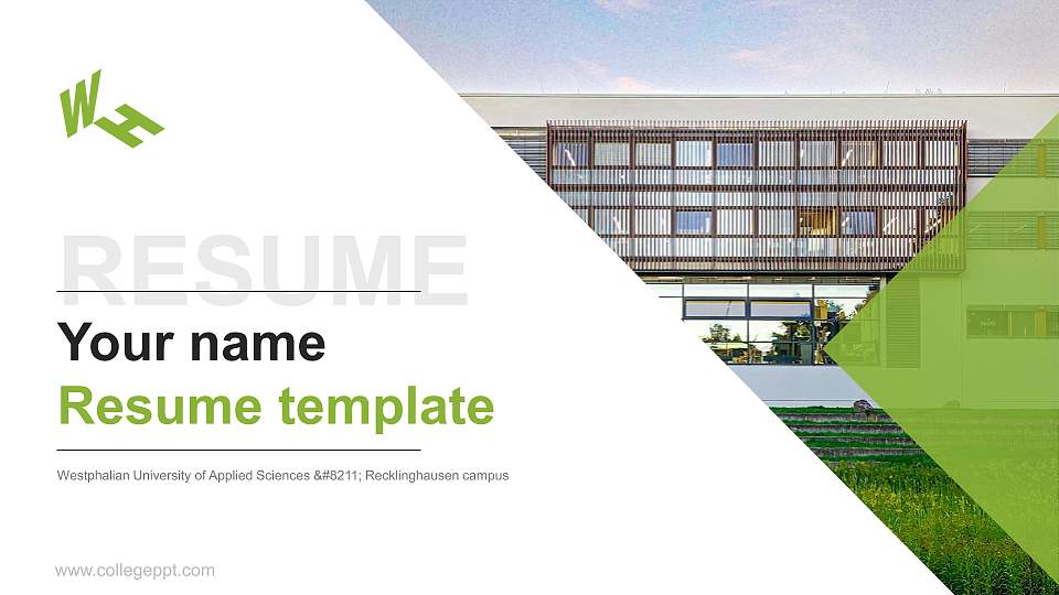 Westphalian University of Applied Sciences – Recklinghausen campus Resume PPT Template16:9 ratio PPT effect preview image