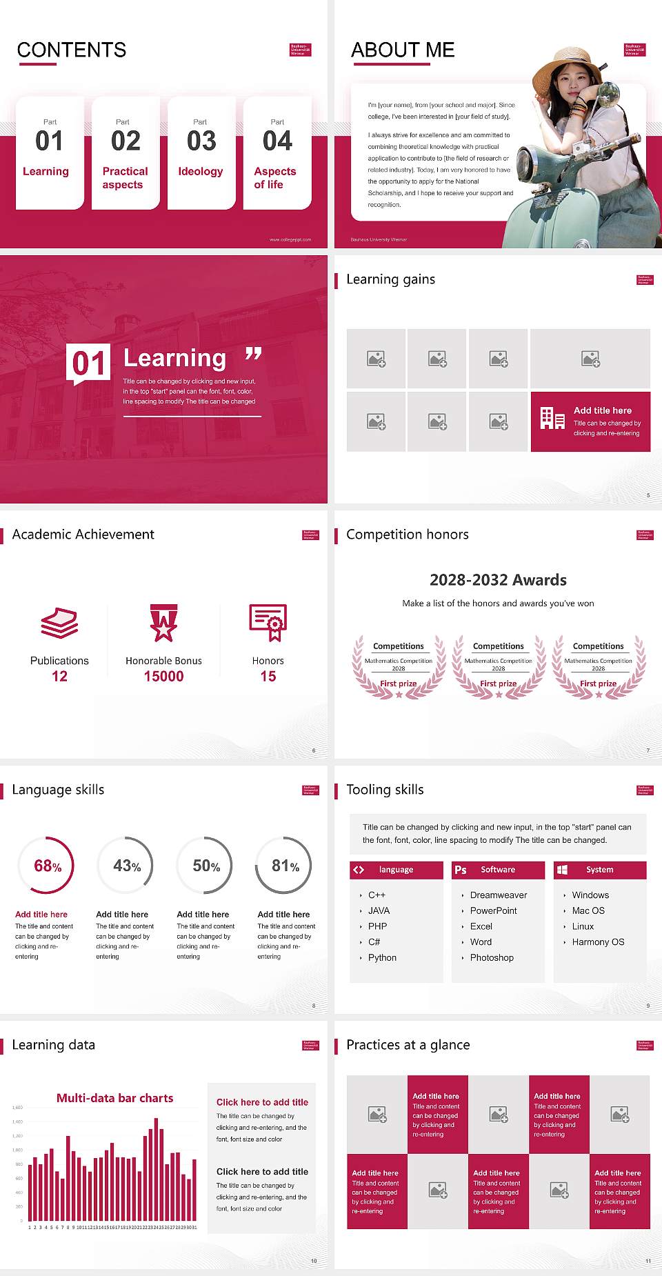Bauhaus University Weimar National Scholarship Defense PPT Template4:3 ratio PPT effect preview image2