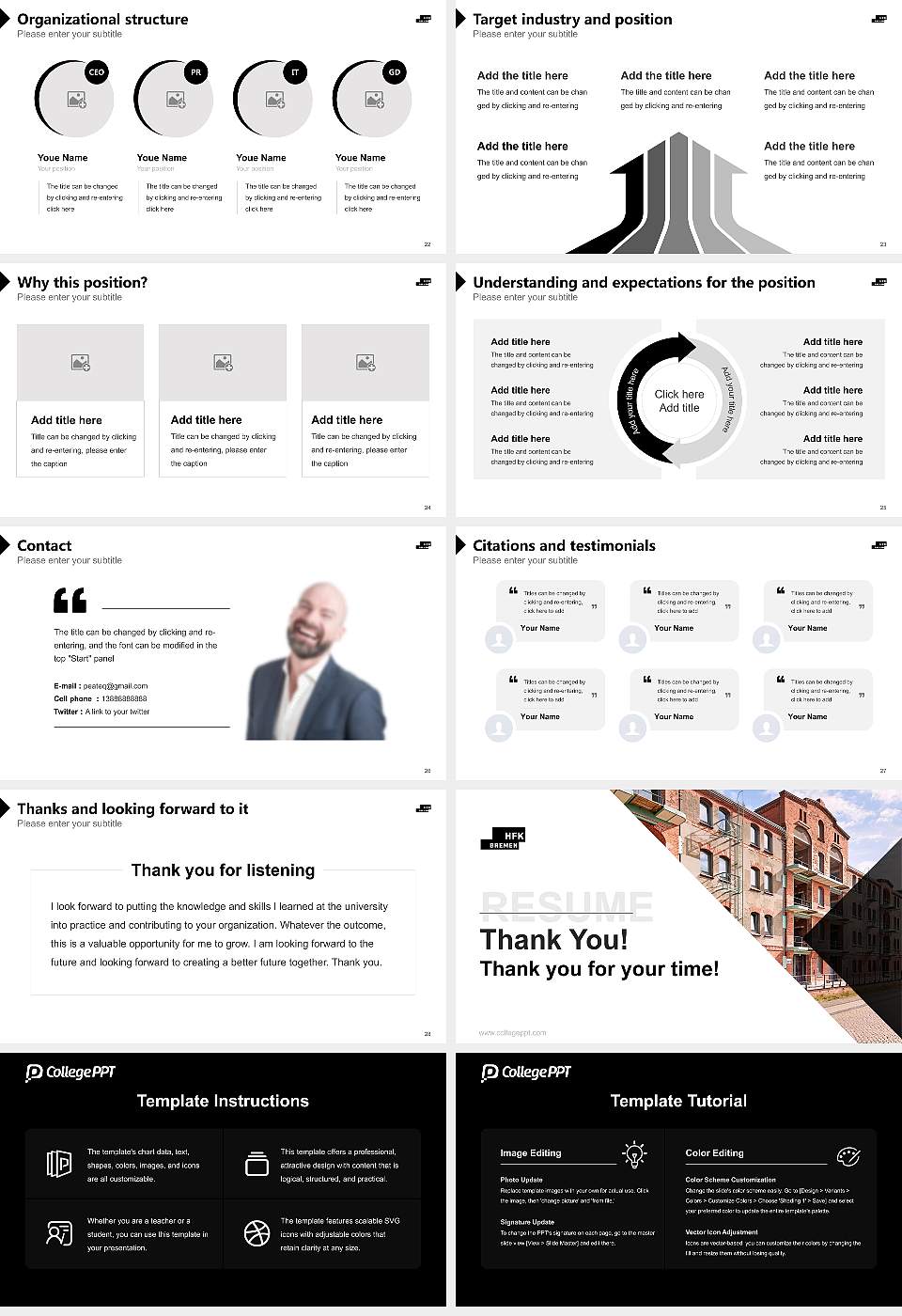 University of the Arts Bremen Resume PPT Template16:9 ratio PPT effect preview image4