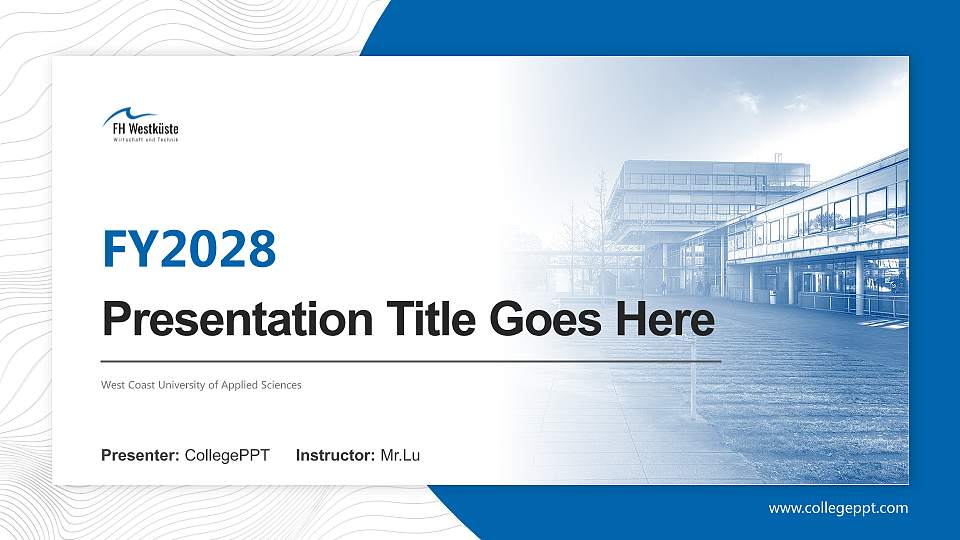 West Coast University of Applied Sciences Academic Presentation/Research Findings Report PPT Template16:9 ratio PPT effect preview image