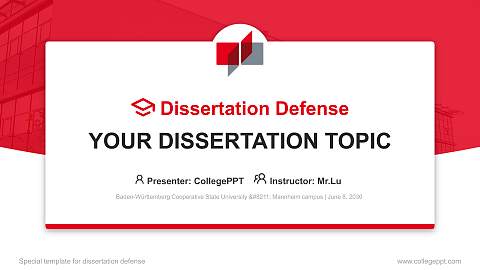 Baden-Württemberg Cooperative State University – Mannheim campus Graduation Thesis Defense PPT Template
