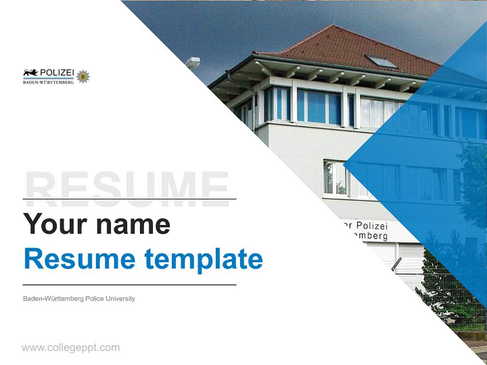 Baden-Württemberg Police University Resume PPT Template4:3 ratio PPT effect preview image5