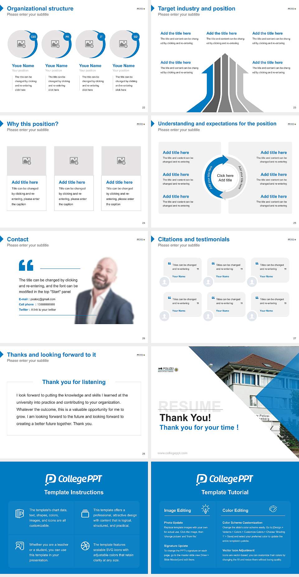 Baden-Württemberg Police University Resume PPT Template4:3 ratio PPT effect preview image4