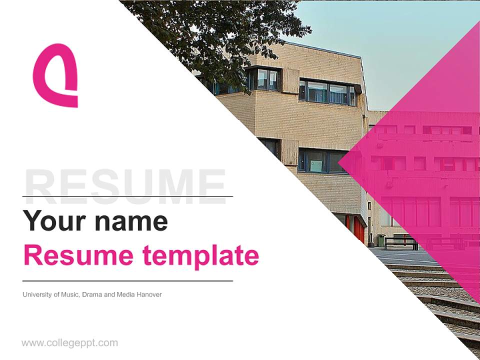 University of Music, Drama and Media Hanover Resume PPT Template4:3 ratio PPT effect preview image5