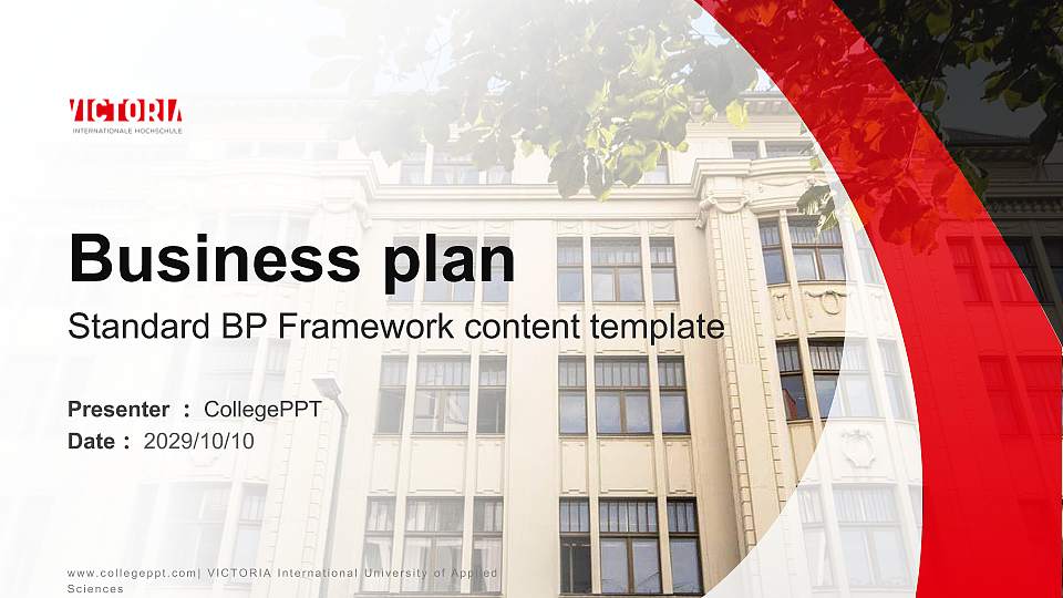 VICTORIA International University of Applied Sciences Competition/Entrepreneurship Contest PPT Template16:9 ratio PPT effect preview image