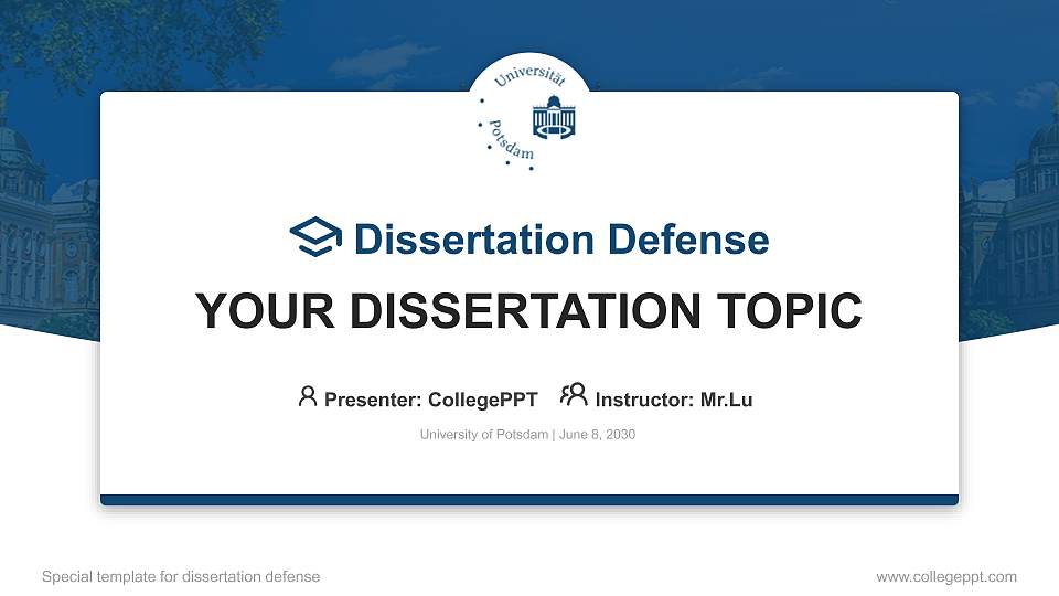 University of Potsdam Graduation Thesis Defense PPT Template16:9 ratio PPT effect preview image
