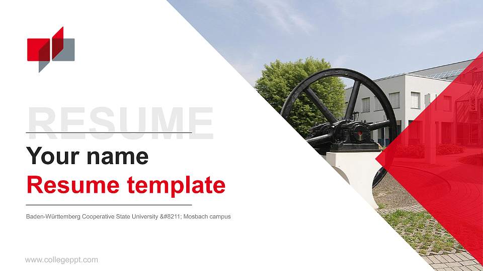 Baden-Württemberg Cooperative State University – Mosbach campus Resume PPT Template16:9 ratio PPT effect preview image