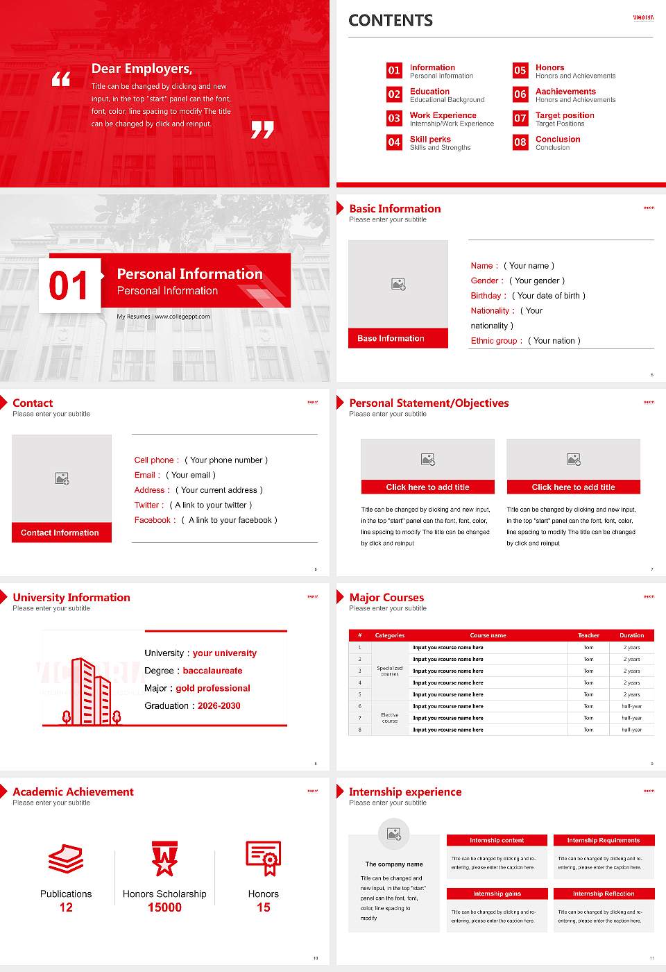 VICTORIA International University of Applied Sciences Resume PPT Template16:9 ratio PPT effect preview image2