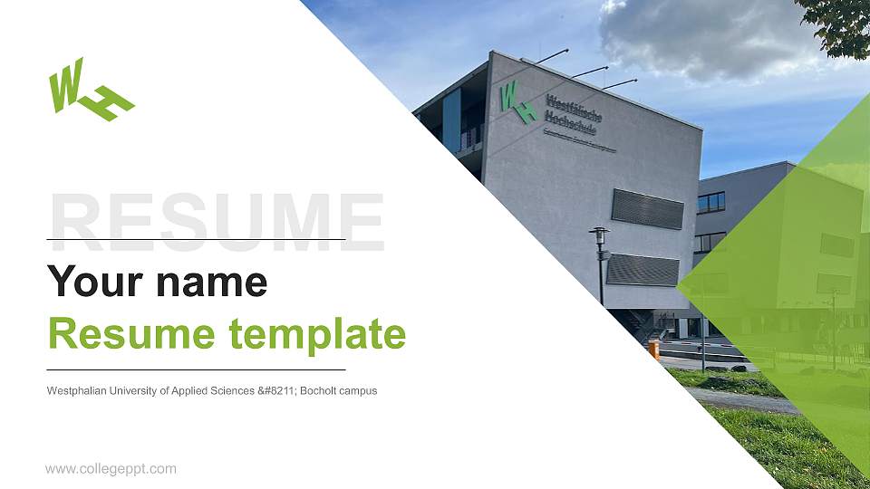 Westphalian University of Applied Sciences – Bocholt campus Resume PPT Template16:9 ratio PPT effect preview image