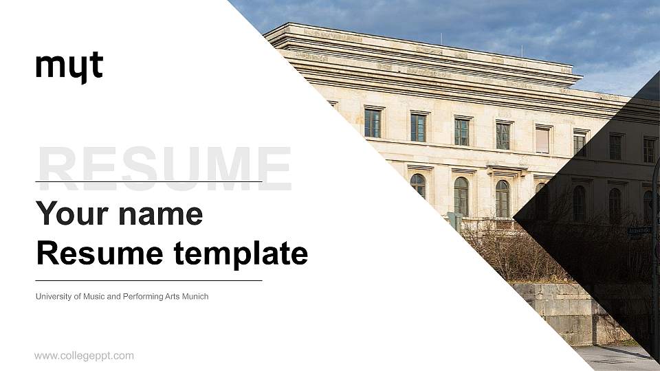 University of Music and Performing Arts Munich Resume PPT Template16:9 ratio PPT effect preview image