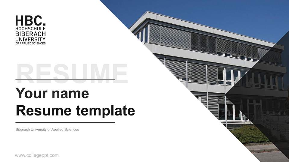 Biberach University of Applied Sciences Resume PPT Template16:9 ratio PPT effect preview image