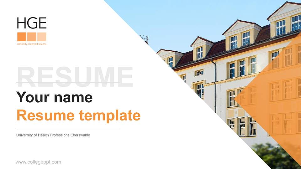 University of Health Professions Eberswalde Resume PPT Template16:9 ratio PPT effect preview image