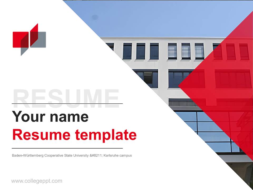 Baden-Württemberg Cooperative State University – Karlsruhe campus Resume PPT Template4:3 ratio PPT effect preview image5