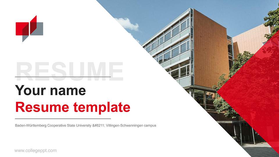 Baden-Württemberg Cooperative State University – Villingen-Schwenningen campus Resume PPT Template16:9 ratio PPT effect preview image