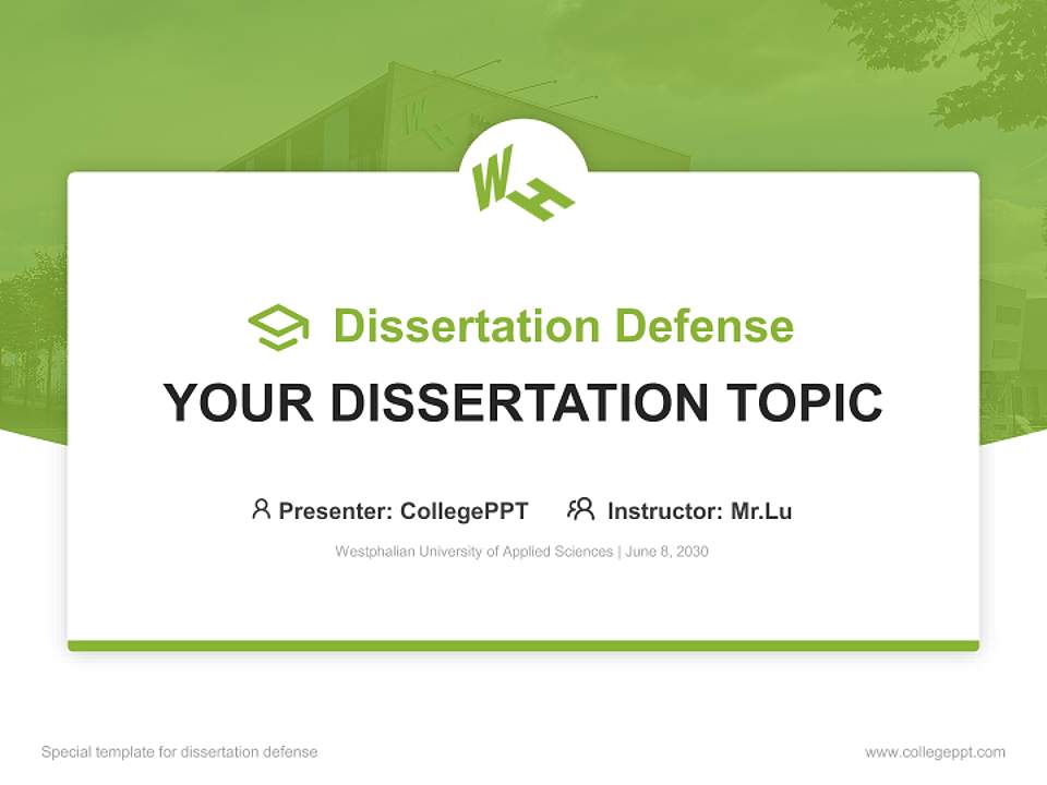 Westphalian University of Applied Sciences Graduation Thesis Defense PPT Template4:3 ratio PPT effect preview image7
