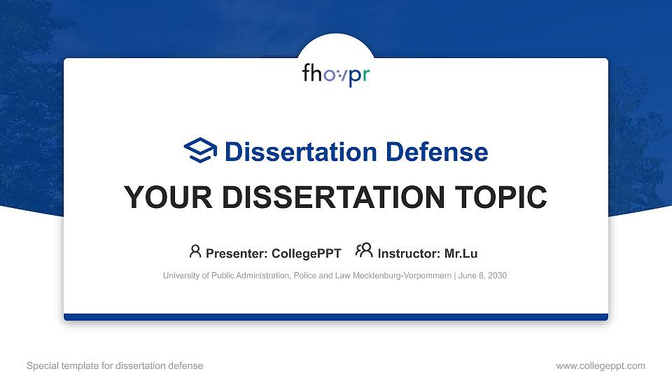 University of Public Administration, Police and Law Mecklenburg-Vorpommern Graduation Thesis Defense PPT Template16:9 ratio PPT effect preview image