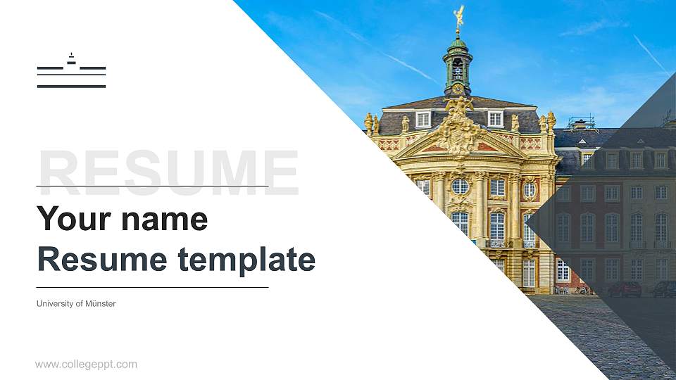 University of Münster Resume PPT Template16:9 ratio PPT effect preview image