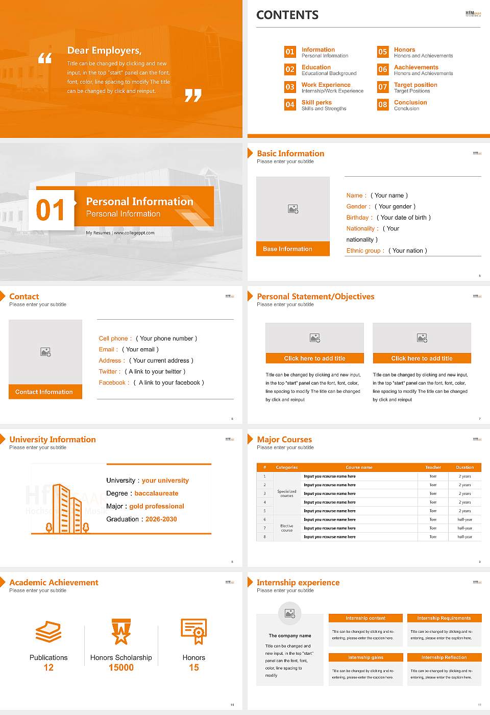University of Music Saar Resume PPT Template16:9 ratio PPT effect preview image2