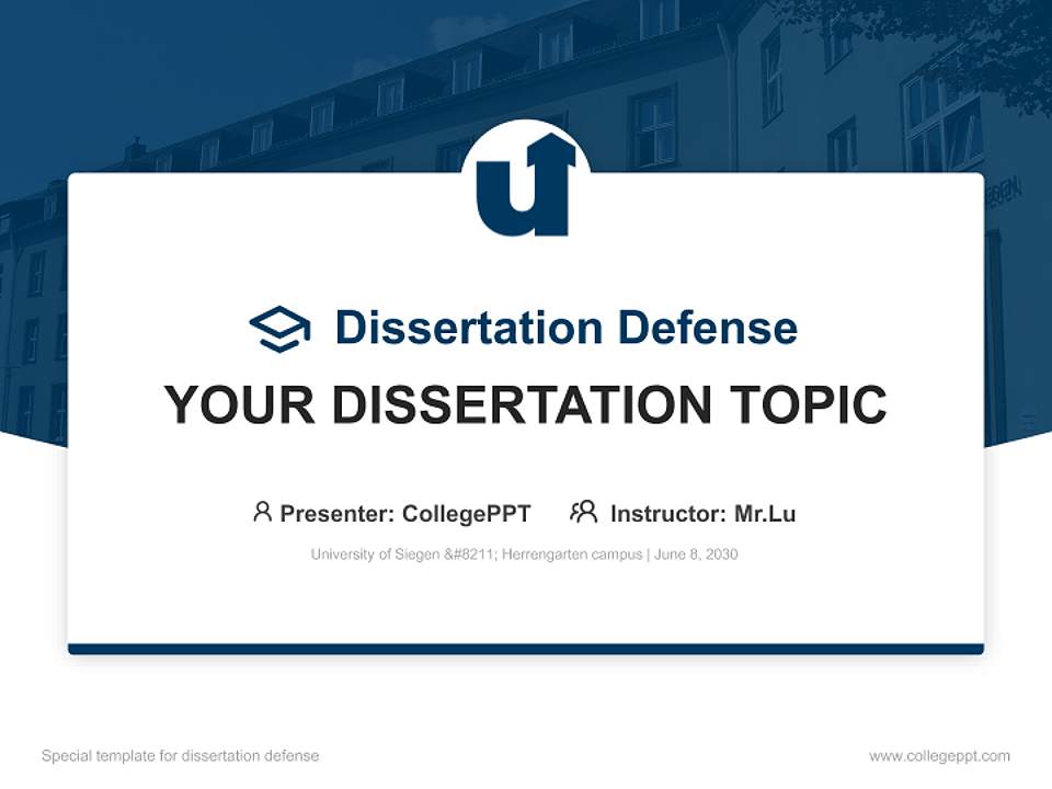 University of Siegen – Herrengarten campus Graduation Thesis Defense PPT Template4:3 ratio PPT effect preview image7