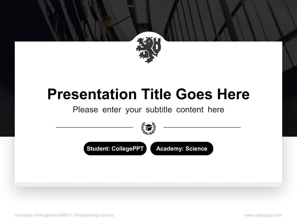 University of Wuppertal – Freudenberg campus National Scholarship Defense PPT Template4:3 ratio PPT effect preview image4