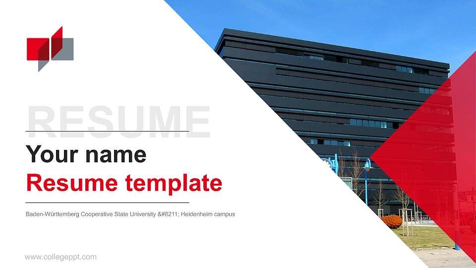 Baden-Württemberg Cooperative State University – Heidenheim campus Resume PPT Template16:9 ratio PPT effect preview image