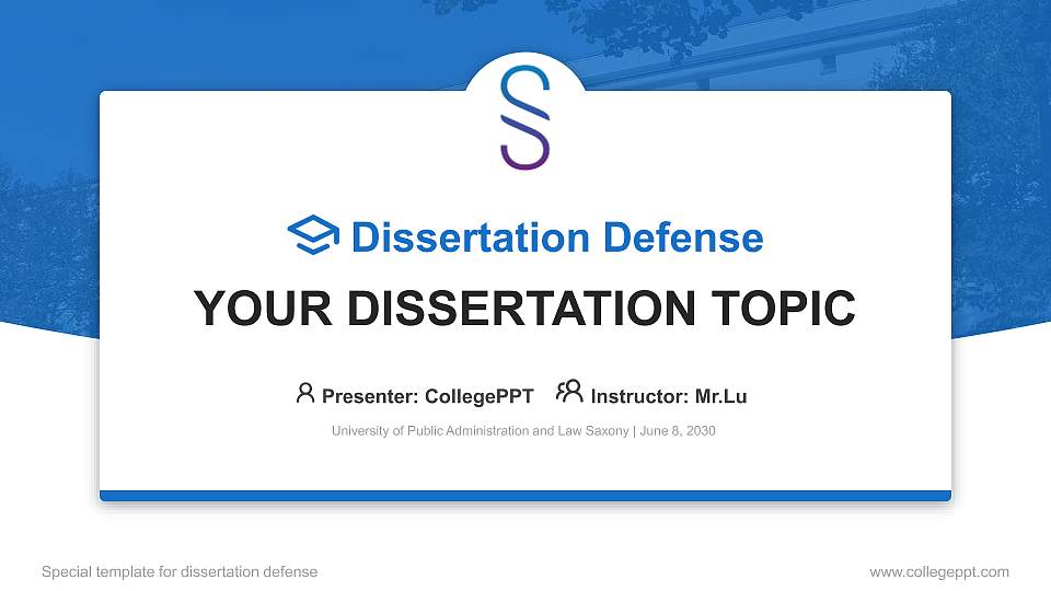 University of Public Administration and Law Saxony Graduation Thesis Defense PPT Template16:9 ratio PPT effect preview image