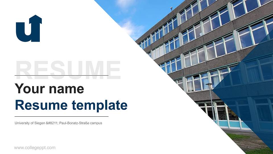 University of Siegen – Paul-Bonatz-Straße campus Resume PPT Template16:9 ratio PPT effect preview image