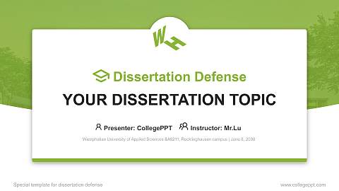 Westphalian University of Applied Sciences – Recklinghausen campus Graduation Thesis Defense PPT Template