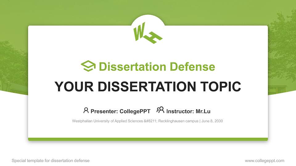 Westphalian University of Applied Sciences – Recklinghausen campus Graduation Thesis Defense PPT Template16:9 ratio PPT effect preview image