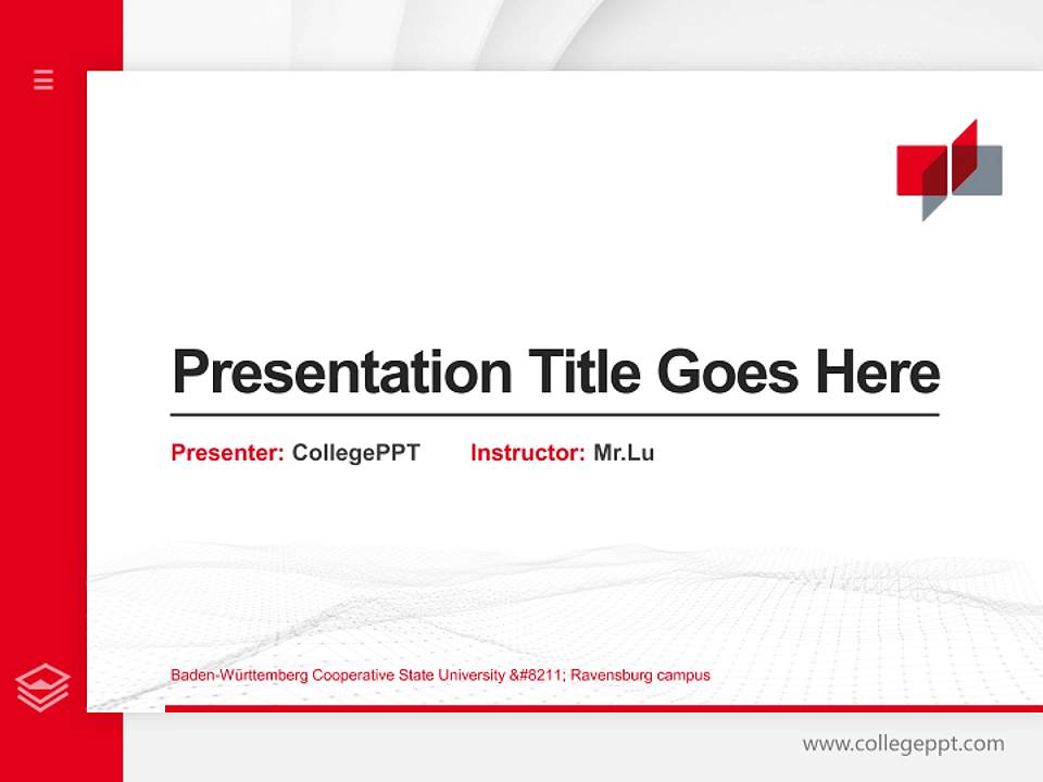 Baden-Württemberg Cooperative State University – Ravensburg campus Thesis Proposal/Graduation Defense PPT Template4:3 ratio PPT effect preview image5