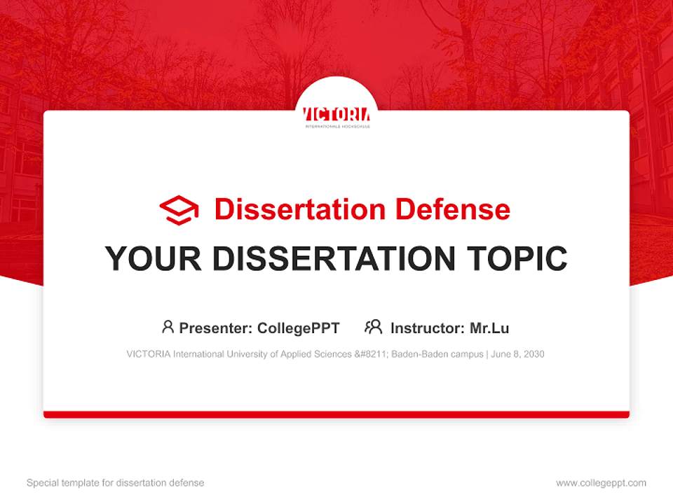 VICTORIA International University of Applied Sciences – Baden-Baden campus Graduation Thesis Defense PPT Template4:3 ratio PPT effect preview image7