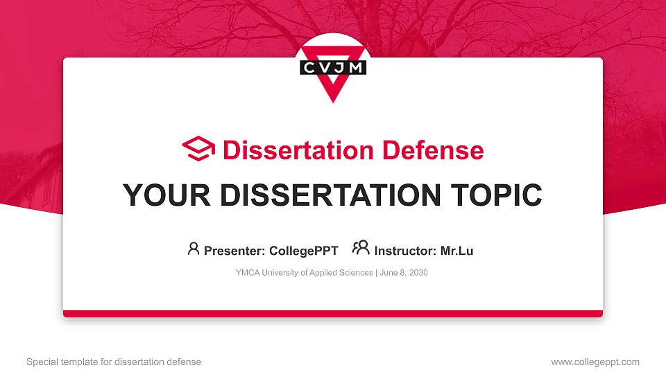 YMCA University of Applied Sciences Graduation Thesis Defense PPT Template16:9 ratio PPT effect preview image1