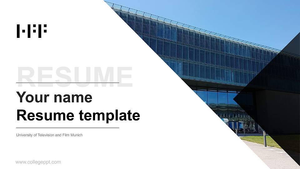 University of Television and Film Munich Resume PPT Template16:9 ratio PPT effect preview image