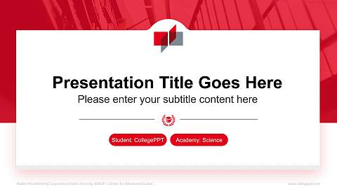 Baden-Württemberg Cooperative State University – Center for Advanced Studies National Scholarship Defense PPT Template
