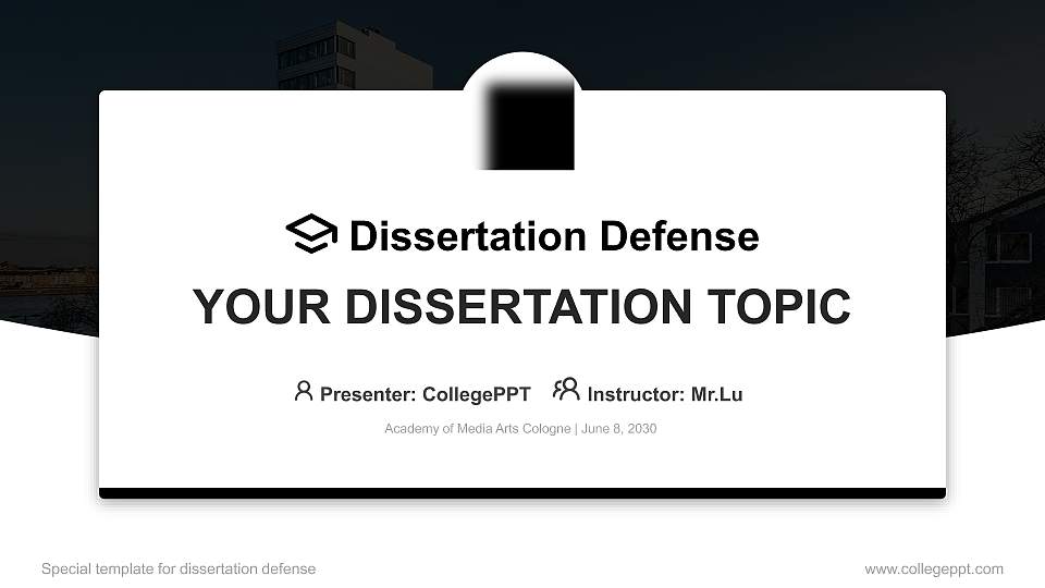 Academy of Media Arts Cologne Graduation Thesis Defense PPT Template16:9 ratio PPT effect preview image