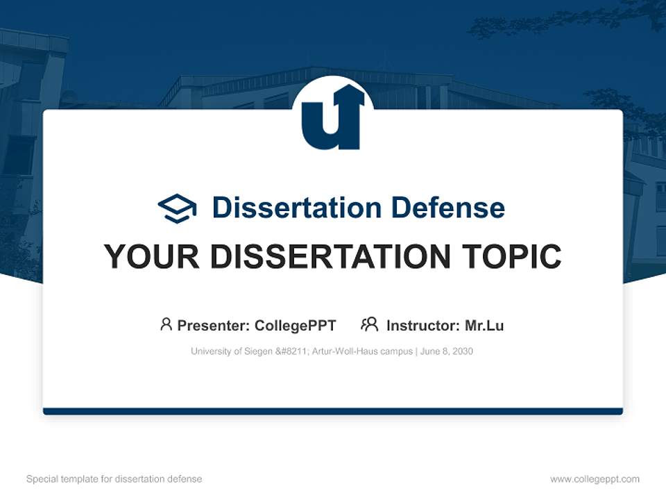 University of Siegen – Artur-Woll-Haus campus Graduation Thesis Defense PPT Template4:3 ratio PPT effect preview image7