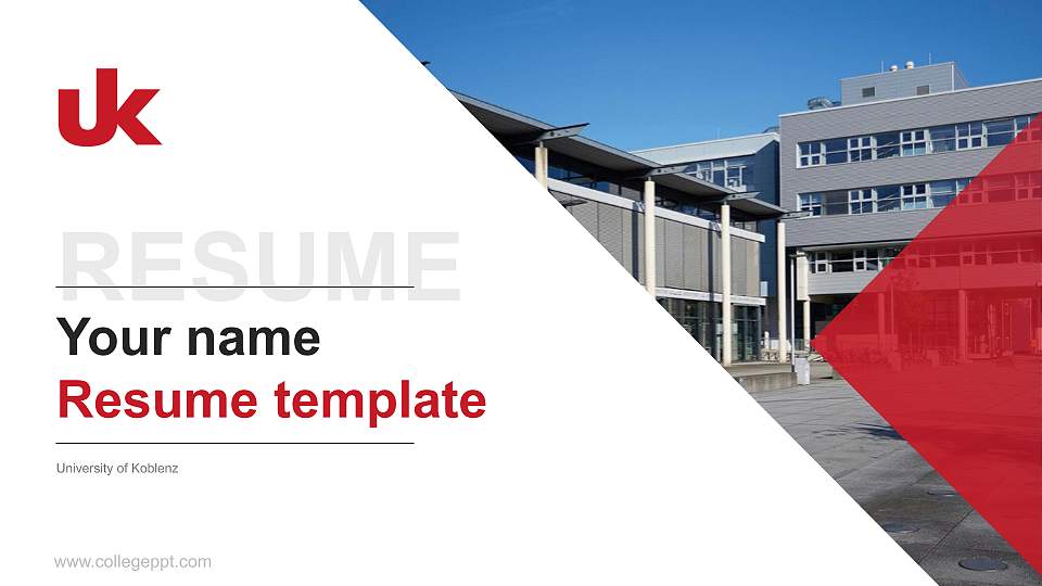 University of Koblenz Resume PPT Template16:9 ratio PPT effect preview image