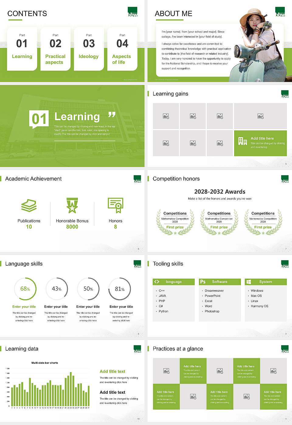 bbw University of Applied Sciences National Scholarship Defense PPT Template16:9 ratio PPT effect preview image2