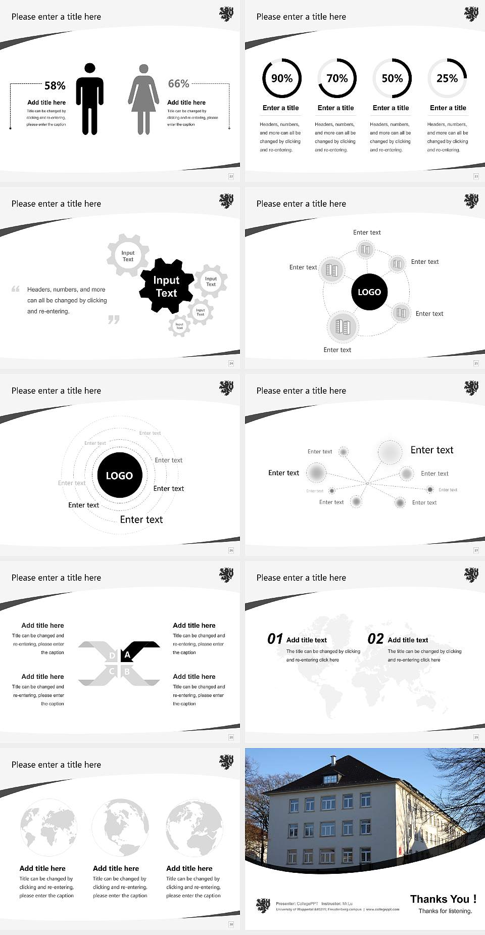 University of Wuppertal – Freudenberg campus Course/Courseware Creation PPT Template4:3 ratio PPT effect preview image4