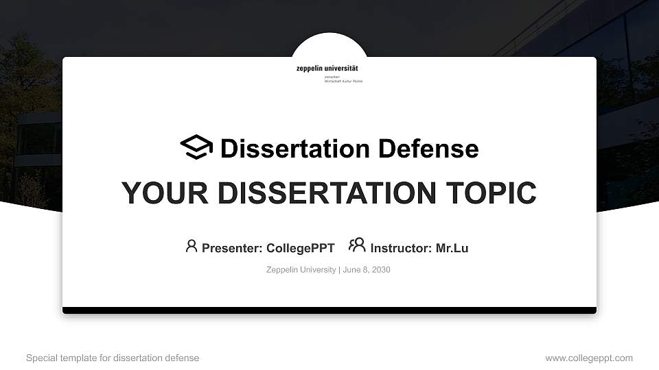 Zeppelin University Graduation Thesis Defense PPT Template16:9 ratio PPT effect preview image