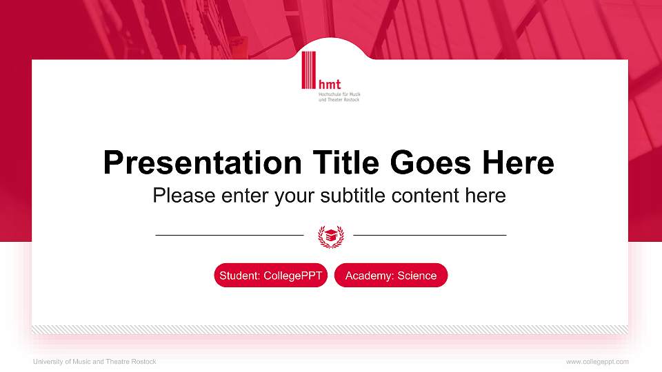 University of Music and Theatre Rostock National Scholarship Defense PPT Template16:9 ratio PPT effect preview image