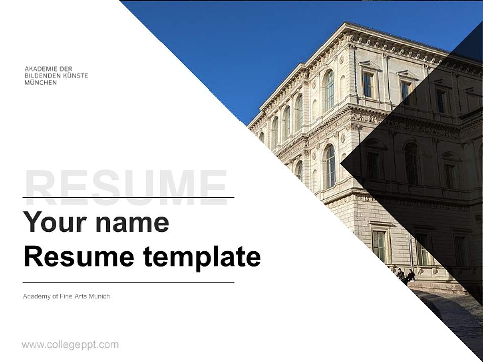 Academy of Fine Arts Munich Resume PPT Template4:3 ratio PPT effect preview image5