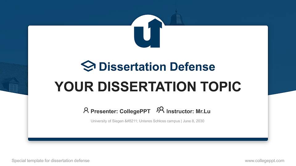 University of Siegen – Unteres Schloss campus Graduation Thesis Defense PPT Template16:9 ratio PPT effect preview image