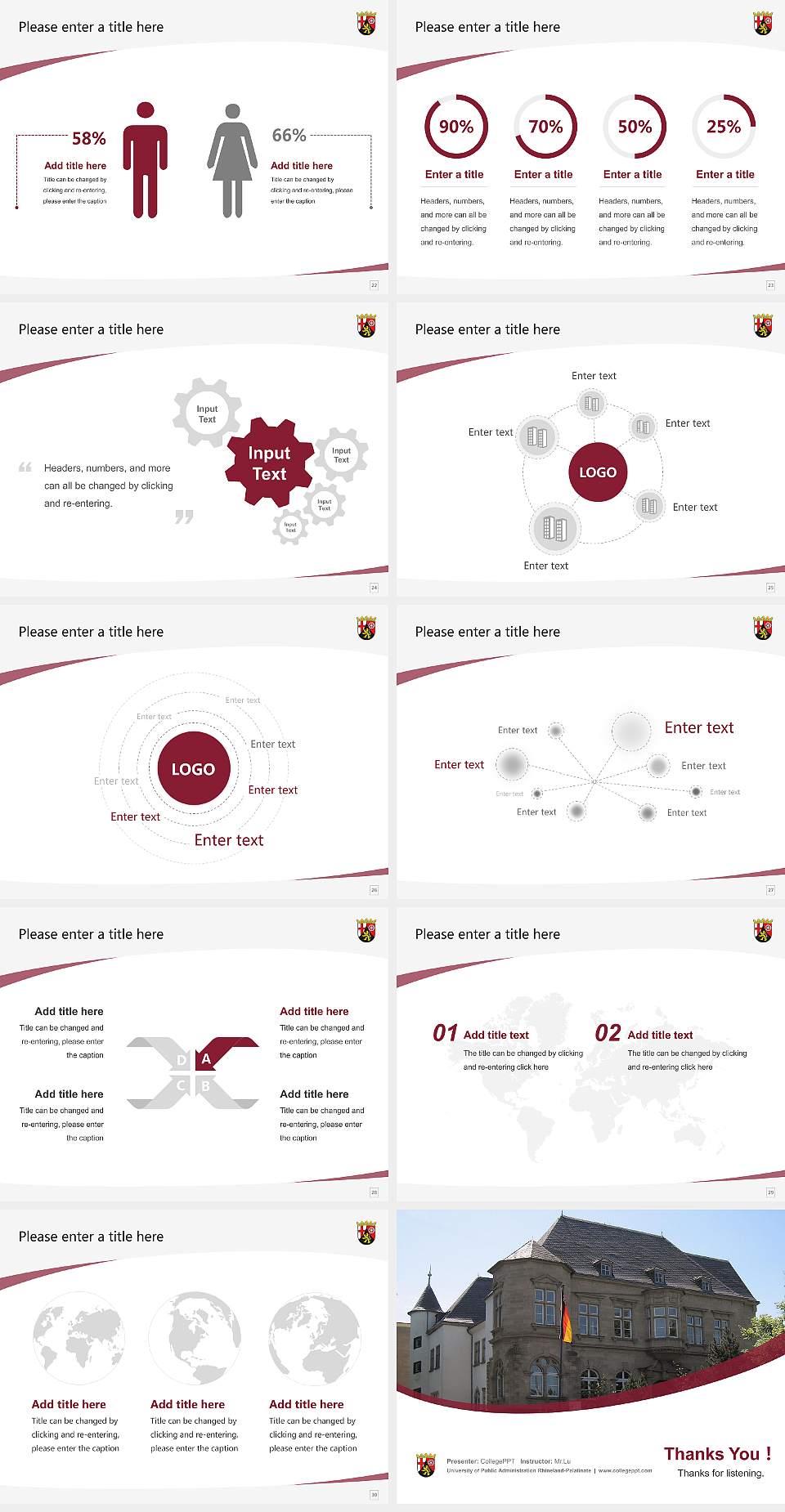 University of Public Administration Rhineland-Palatinate Course/Courseware Creation PPT Template4:3 ratio PPT effect preview image4