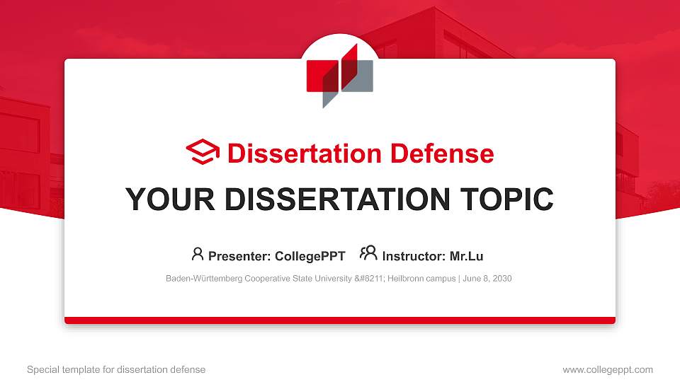Baden-Württemberg Cooperative State University – Heilbronn campus Graduation Thesis Defense PPT Template16:9 ratio PPT effect preview image