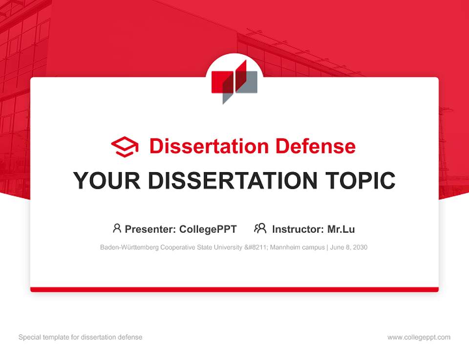 Baden-Württemberg Cooperative State University – Mannheim campus Graduation Thesis Defense PPT Template4:3 ratio PPT effect preview image7