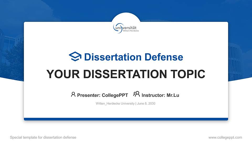 Witten_Herdecke University Graduation Thesis Defense PPT Template16:9 ratio PPT effect preview image
