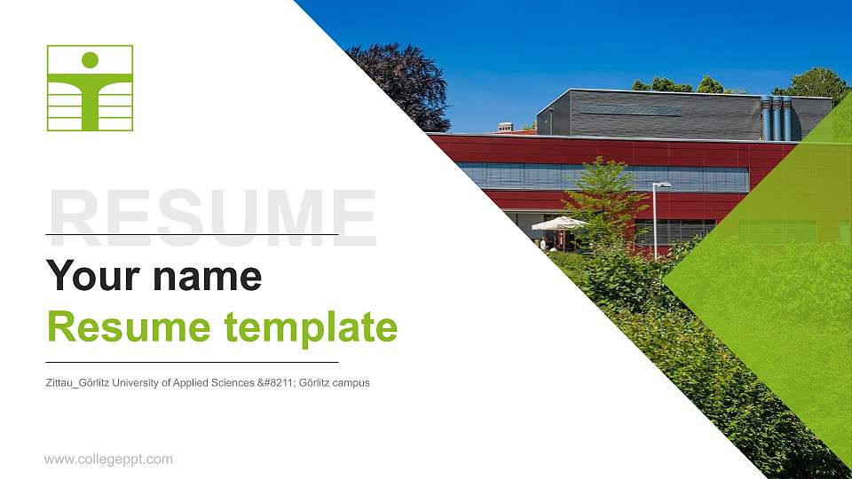 Zittau_Görlitz University of Applied Sciences – Görlitz campus Resume PPT Template16:9 ratio PPT effect preview image