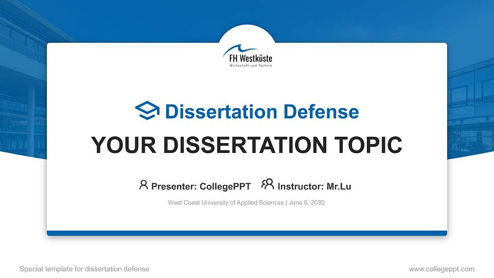 West Coast University of Applied Sciences Graduation Thesis Defense PPT Template16:9 ratio PPT effect preview image